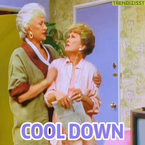 Two Older Women Saying Cool Down