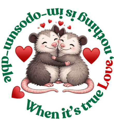 Opossums Hugging With When It's True Love Text GIF