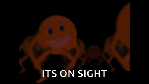 Two Orange Smiley Faces Saying Its On Sight