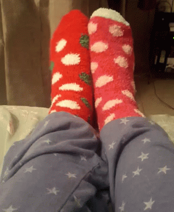 Two Pairs of Socks on Feet