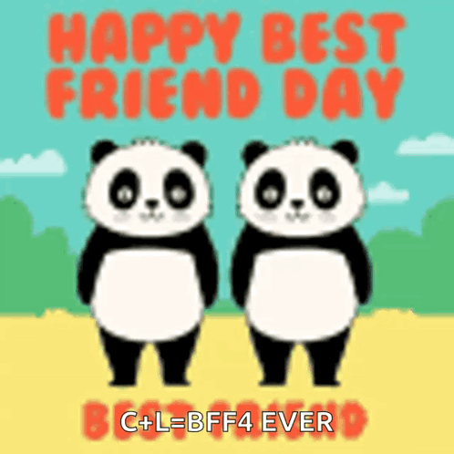 Two Panda Bears Are Standing Next To Each Other In A Field . GIF