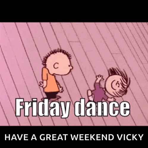 Two Peanuts Characters Dancing Friday Dance