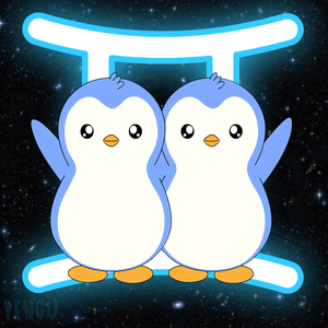 Two Penguins Forming a Zodiac Sign