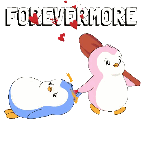 Two Penguins Holding Hands Forevermore