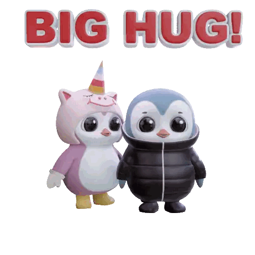 Two Penguins Hugging