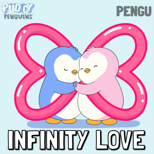 Two Penguins Hugging Infinity Love