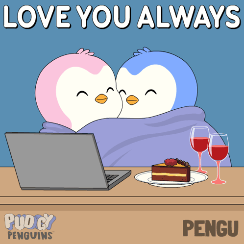 Two Penguins Hugging Love You Always