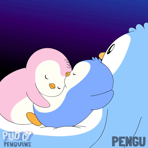 Two Penguins Hugging Pengu GIF