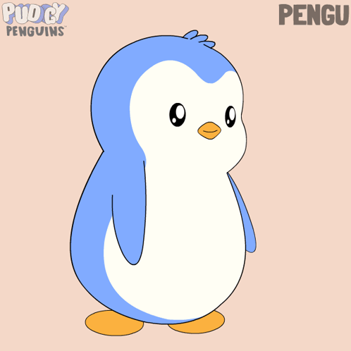 Two Penguins Hugging With Word Pengu
