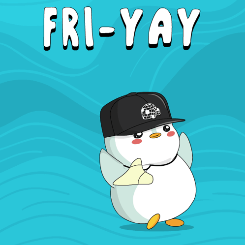 Two Penguins in Hats Fri-Yay