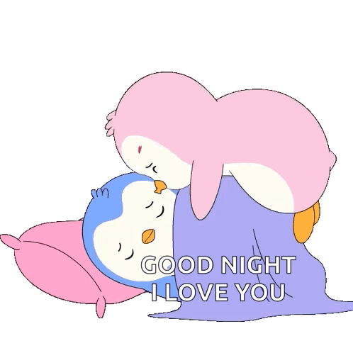 Two Penguins Kissing Good Night I Love You