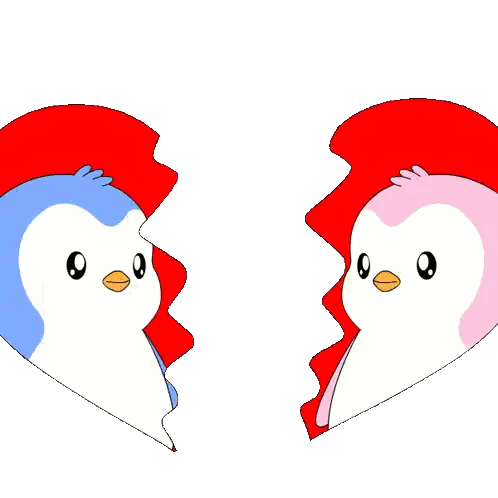 Two Penguins Kissing Inside Heart