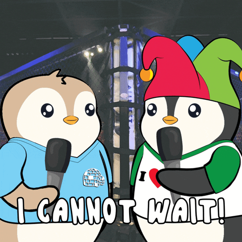 Two Penguins Saying I Cannot Wait