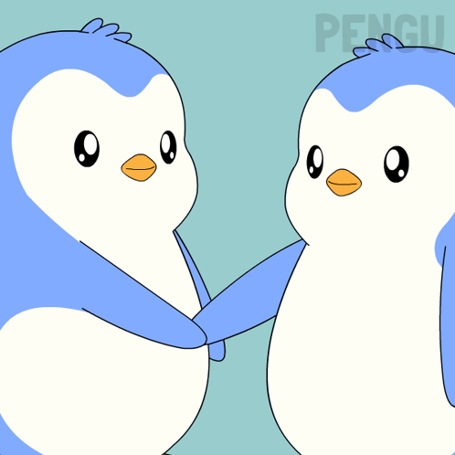 Two Penguins Shaking Hands Saying Hello Penguin
