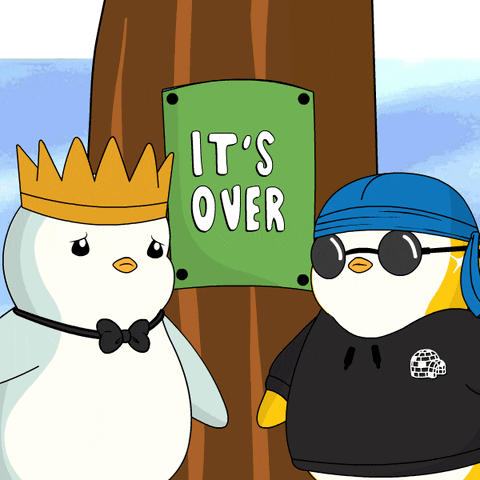 Penguins Standing Next To Over Sign GIF