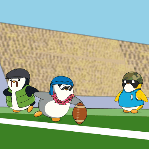 Two Penguins Standing Next To Each Other With The Words It 'S Good Behind Them GIF