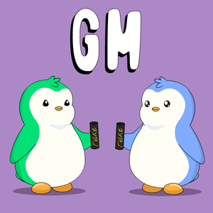 Two Penguins Toasting With GM in Background