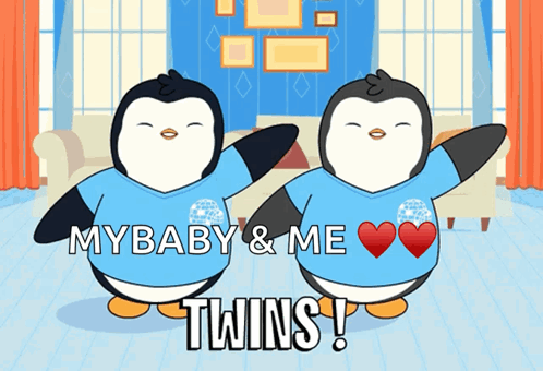 Two Penguins Wearing Blue Shirts My Baby and Me Twins