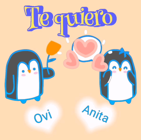 Two Penguins With Hearts Te Quiero