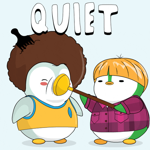 Two Penguins With Quiet Text