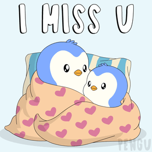 Two Penguins Wrapped in Blanket I Miss You