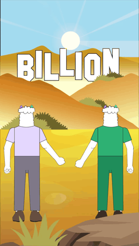 Two People Holding Hands Saying Billion GIF