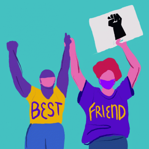 Two People Holding Up A Sign That Says Best Friend On It GIF