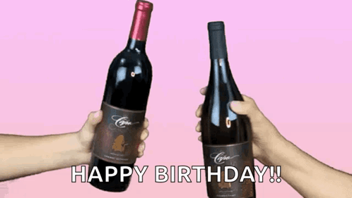 Two People Toasting With Wine Happy Birthday GIF