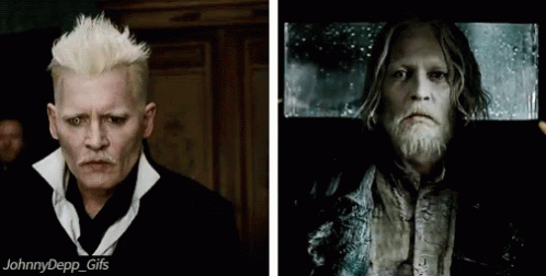 Two Pictures Of A Man With Blonde Hair And A Beard GIF