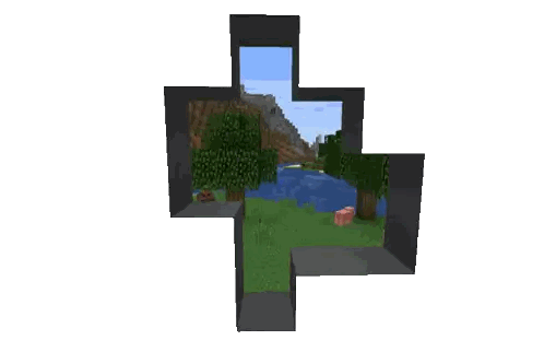 Two Pigs in Field with Trees and River