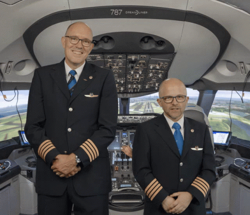 Two Pilots at 787 Dreamliner Cockpit
