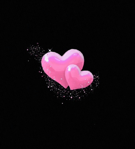 Two Pink Hearts Surrounded by Circle of Lights