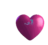 Two Pink Hearts with Blue Swirl