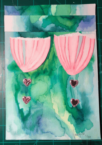 Two Pink Umbrellas With Hearts 1920 GIF