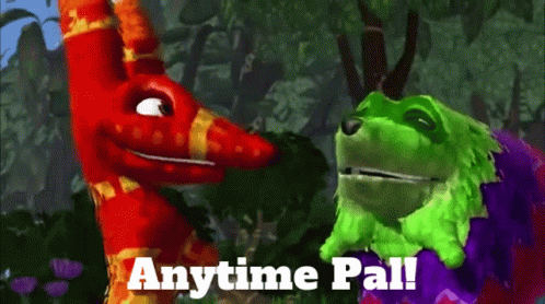 Two Puppet Friends Saying Anytime Pal GIF