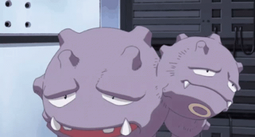Two Purple Cartoon Characters Are Standing Next To Each Other And One Has An O On Its Mouth GIF