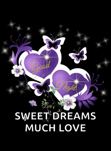 Two Purple Hearts Good Night Sweet Dreams Much Love