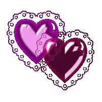 Two Purple Hearts in Lace Frame