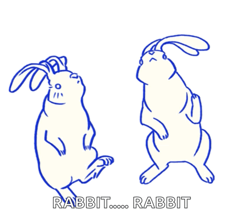 Two Rabbits Drawing With Rabbit Text GIF
