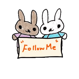 Two Rabbits Holding Follow Me Sign