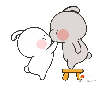 Two Rabbits Kissing With Heart Above
