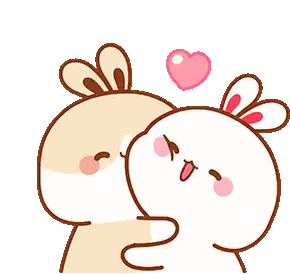 Two Rabbits Kissing With Heart Above Them