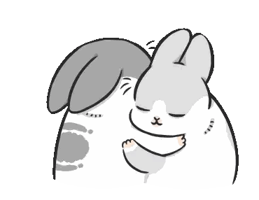 Two Rabbits One Scratching Neck
