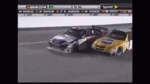 Two Race Cars Racing on Track Saying Sprint