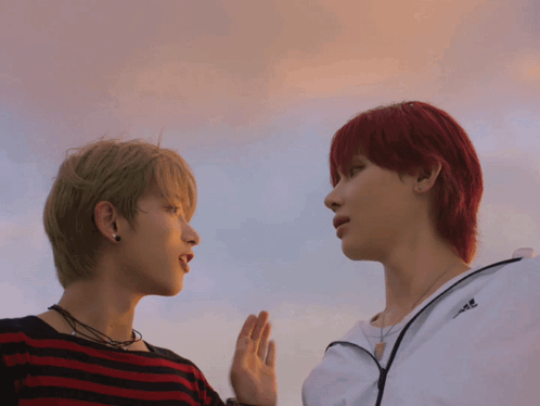 Two Red-Haired Men Standing GIF