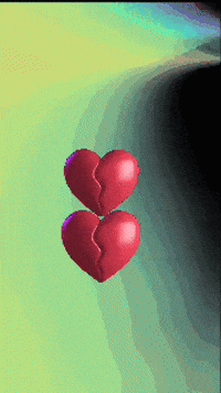 Two Red Hearts Floating On Green GIF
