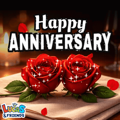 Two Red Roses With Happy Anniversary