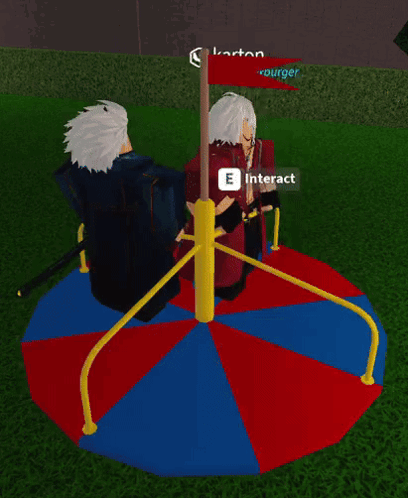Two Roblox Characters on Merry-Go-Round With Karton Early Bloxburger