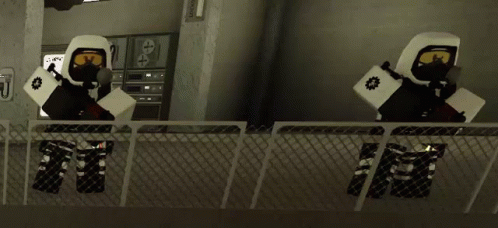 Two Robotic Soldiers Standing on Balcony in Video Game