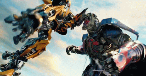 Two Robots Fighting In The Air GIF